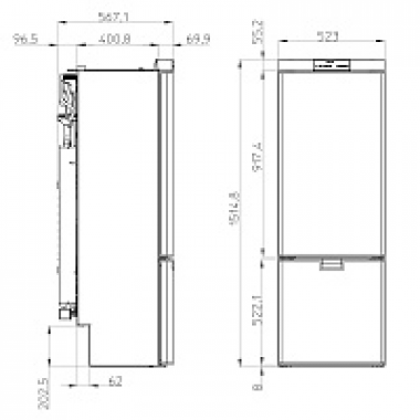 Абсорбционный встраиваемый автохолодильник Dometic RMF 8505, дверь слева